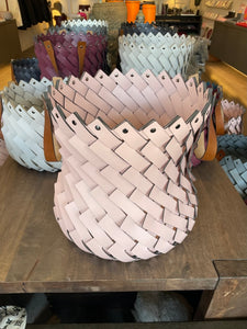 Large Braided Basket Pink With Handles