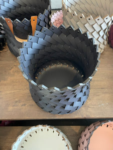 Large Braided Basket Charcoal