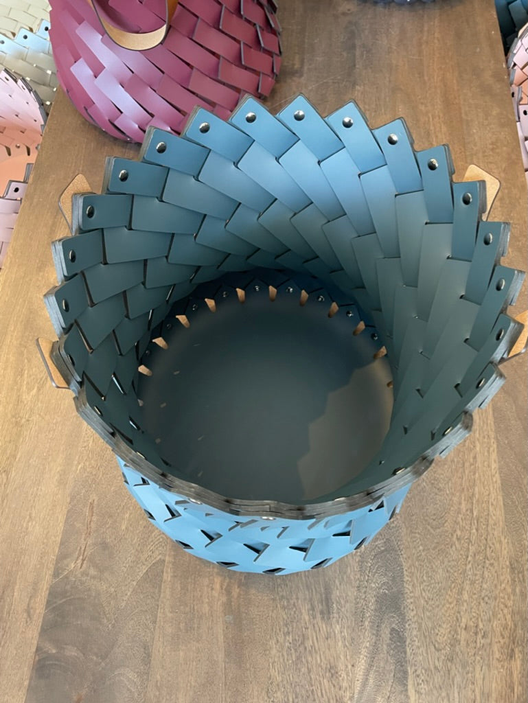 Large Braided Basket Teal With Handles
