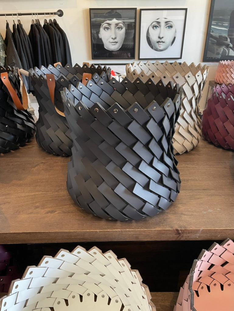 Large Braided Basket Charcoal