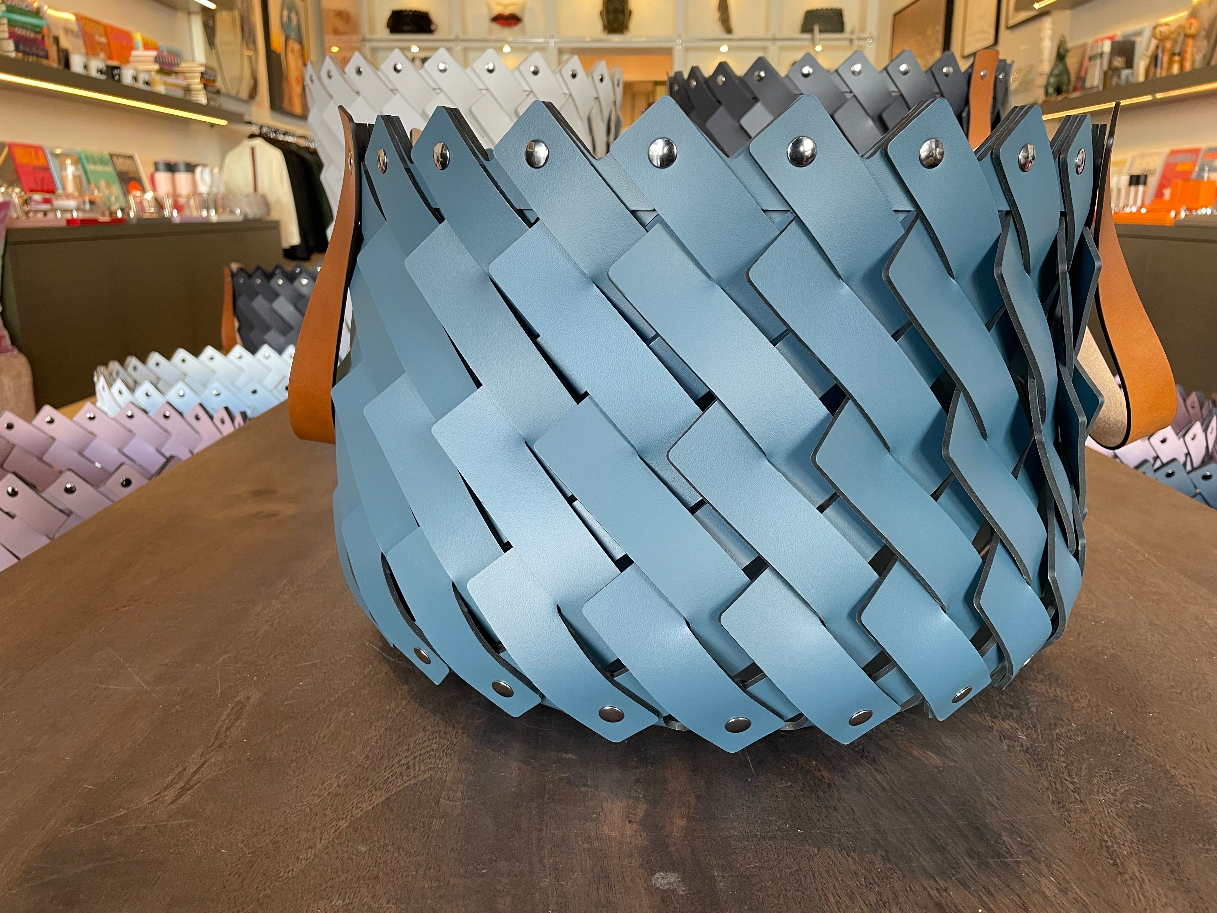 Medium Braided Basket Teal With Handles