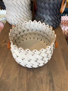 Medium Braided Basket Beige With Handles