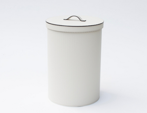 Round Leather Storage Bin with Lid