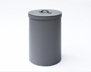 Round Leather Storage Bin with Lid