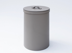 Round Leather Storage Bin with Lid